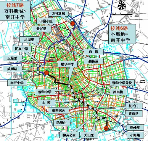 【附图】天津市公交学校专线校线6路走向地图