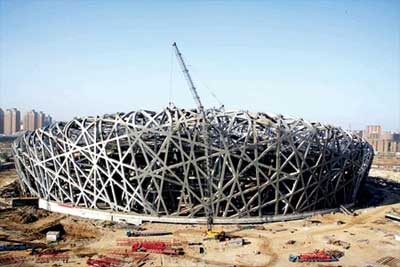 國家體育場鳥巢將竣工 鋼結構吊裝已完成 (圖)