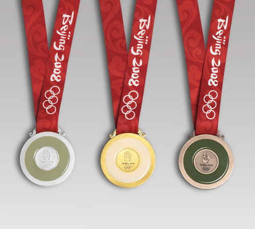 第29届奥林匹克运动会奖牌背面及授带
