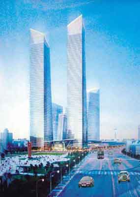 瀋陽開工建330米雙塔樓將成東北新地標(圖)