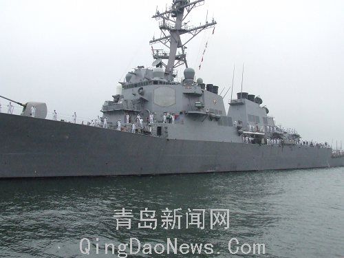 美導彈驅逐艦訪問青島中美海軍將聯合演練(圖)