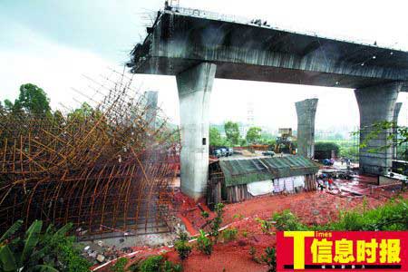 廣州在建高架橋鋼管架坍塌2死2傷(組圖)