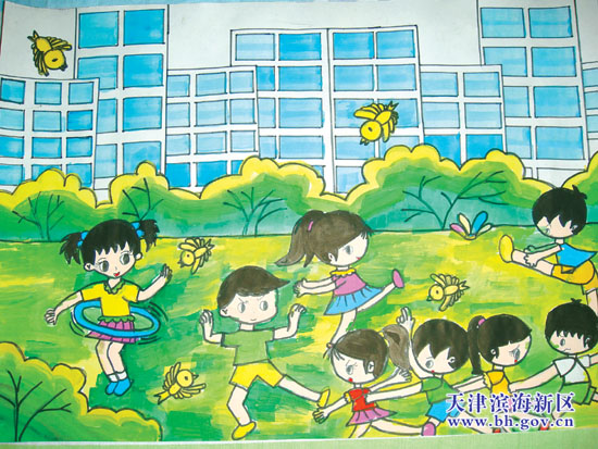 滨海新区小学生绘画大赛作品:《空气变得新鲜