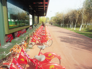 天津市武清区绿道公共自行车试运营 凭证件可