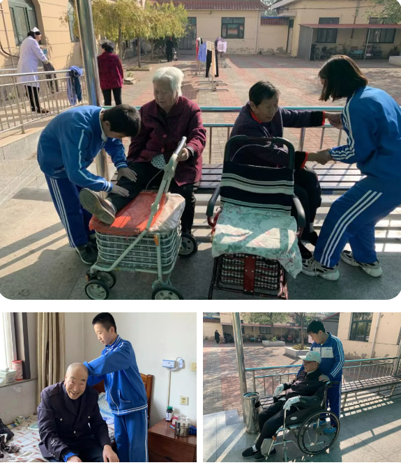 梅厂镇初级中学组织学生志愿者为老人们送去了冬日的温暖和祝福.