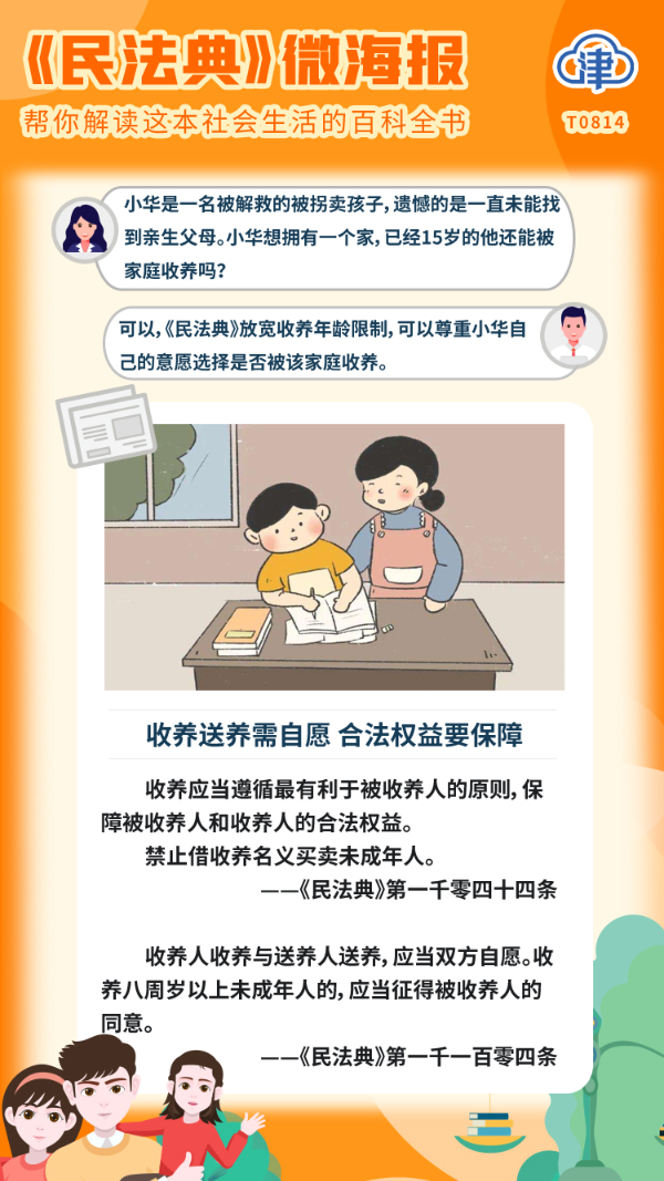 民法典微海报之六十六收养送养需自愿合法权益要保障