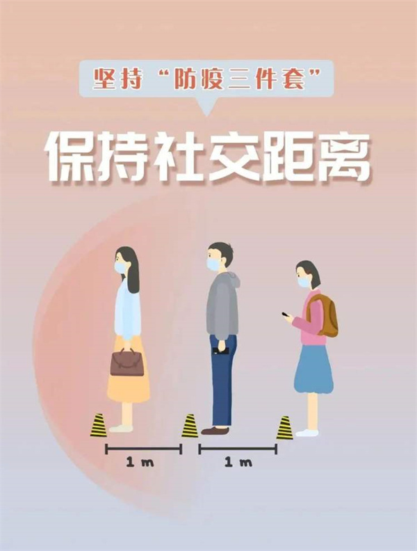 ②保持社交距离①科学佩戴口罩防疫"三件套"